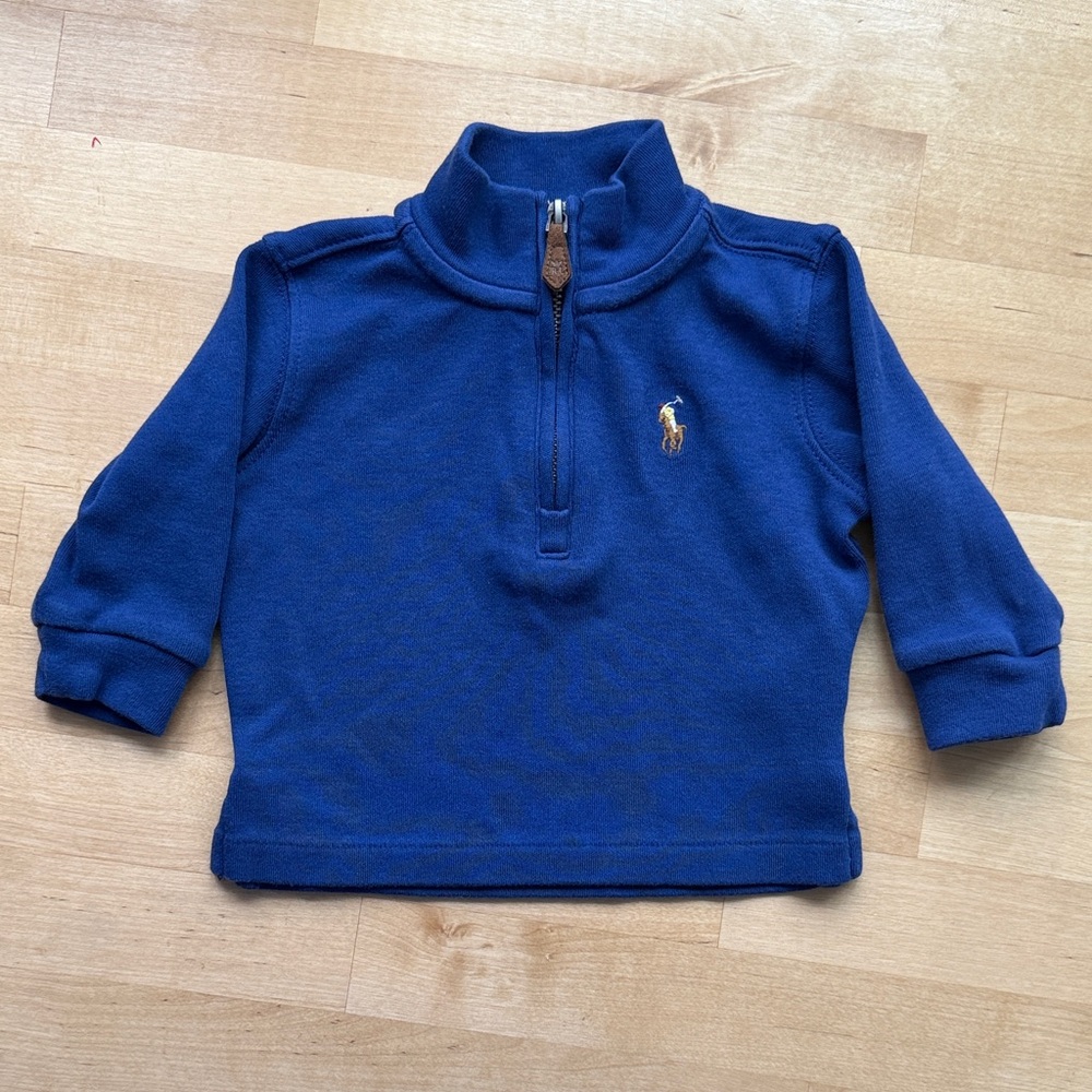 Ralph Lauren Boys Cotton Interlock Quarter-Zip Pullover Size 6m
